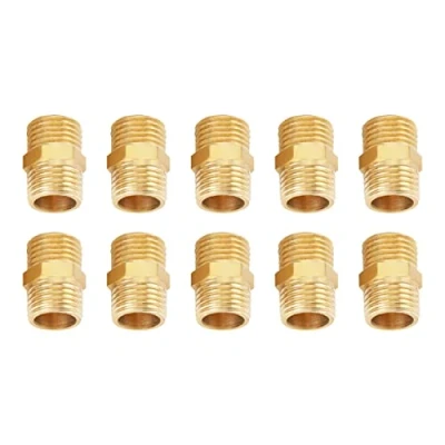 Image de Oumefar Mamelon hexagonal en laiton 1/4 BSP filetage externe mâle connecteur rapide raccord de tuyau fileté adaptateur 10 pièces