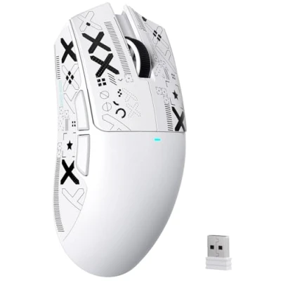 Image de ATTACK SHARK X11SE Souris de Jeu sans Fil, Ultra légère, 63g, avec Capteur PixArt PAW3311, 22000 PPP, Trimode BT/2,4GHz/Filaire, 1000 Hz, Batterie 300 mAh, Double Pilote, pour PC/Mac (Blanche)