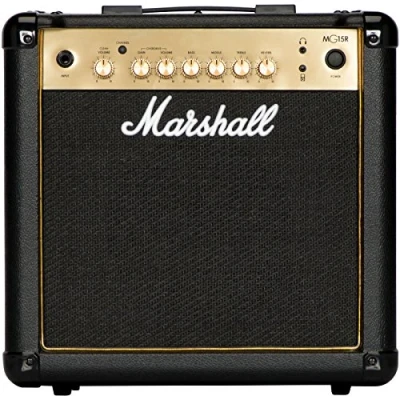 Image de Marshall MG15GR Amplificateur combo pour guitare avec réverbération, ampli d&#039;entraînement adapté à la électrique Noir et doré