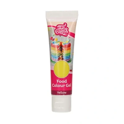 Image de FunCakes Food Colour Gel Jaune: Colorant Alimentaire Concentré pour le Fondant, la Pâte d&#039;Amande, Crème. Dosage Simple et Facile. Créer des Couleurs Vives. Halal. 30 g