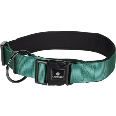 Image de Flamingo Collier Abbi Vert XXXL 65 70cm 38mm Réglable en continu et avec Boucle à clic Anneau métal pour Laisse décharge de Traction réduire la Pression