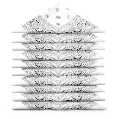 Image de Lot de bandanas 100% Coton paisley foulard fichu Blanc 20 identiques