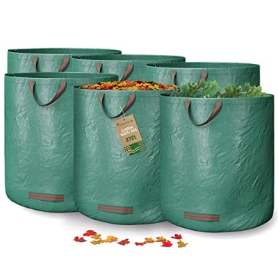 Image de GardenGloss® 6X Sacs à Déchets de Jardin Avec Poignées 272L Haute Capacité Stable Aux UV et Hydrofuge Sac Réutilisable