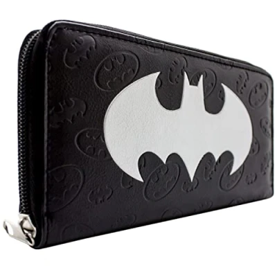 Image de Animation Dark Knight Caped Crusader Bat Écusson en Relief Portefeuille/Porte Monnaie avec Poche à Pièces &amp; Porte Cartes, Noir