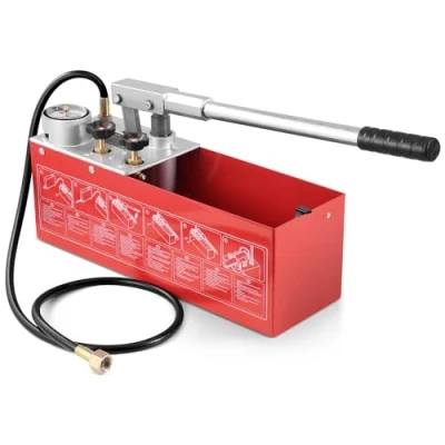 Image de VEVOR Pompe de Test Hydrostatique 25 bar Kit Testeur Pression d&#039;Eau Manuel Hydraulique Double Valve avec Réservoir 10 L Tuyau 1,4 m Connecteur à Filetage Externe 1/2&#039;&#039; pour Canalisation