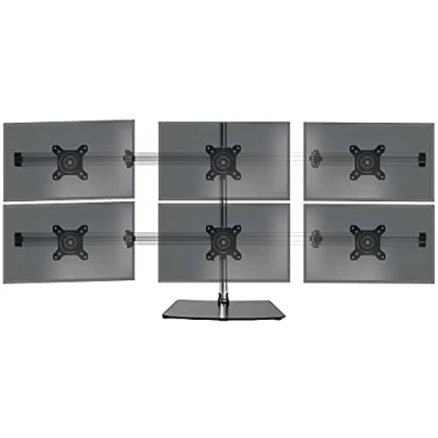Image de Duronic DM756 Support sextuple 6 écrans PC sur socle Potence de 70 cm Rotatif / Inclinable