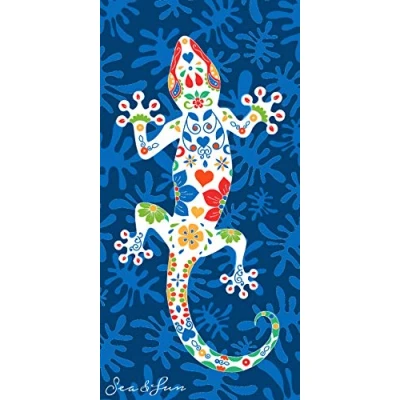 Image de Miracle Home. Microfiber Beach Towel Lagartija, 100% Polyester, Multicolor, 75 X 145 Cm. 11752