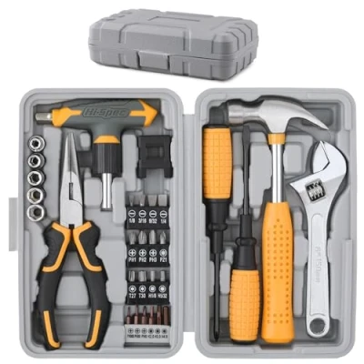 Image de Kit d&#039;outils manuel compact Hi Spec 30 pièces pour bricolage à domicile et au bureau. de démarrage réparations domestiques dans une boîte outils portable