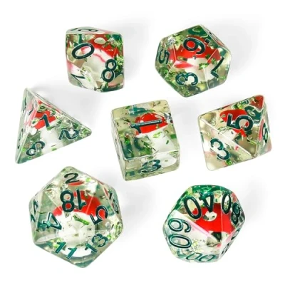 Image de OriCraft D20 Lot de 7 dés DND pour champignons toxiques à l&#039;intérieur des donjons et dragons polyédriques Jeu rôle d&#039;Halloween
