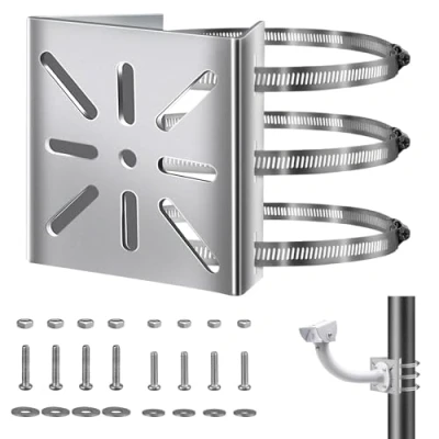 Image de Support Camera Exterieur, Universel pour caméra de Surveillance, Montage Vertical avec 3 Boucles réglables, d&#039;angle en Acier Inoxydable Surveillance et caméras CCTV