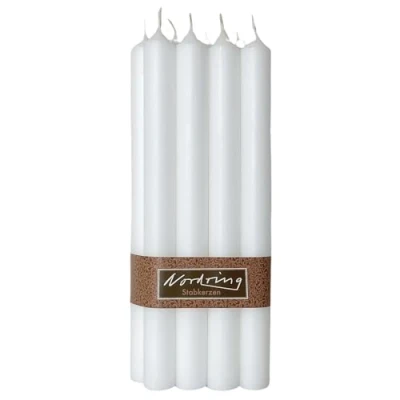 Image de Nordring Lot de 8 bougies rustiques blanches 2,2 x 25 cm haut Colorées dans la masse Certifiées RAL