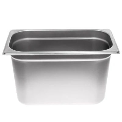 Image de Allpax Récipient GN 1/3 en acier inoxydable Hauteur 200 mm gastronormique de qualité alimentaire et résistant à la chaleur, égoutter ou comme insert cuisson dans le réchaud