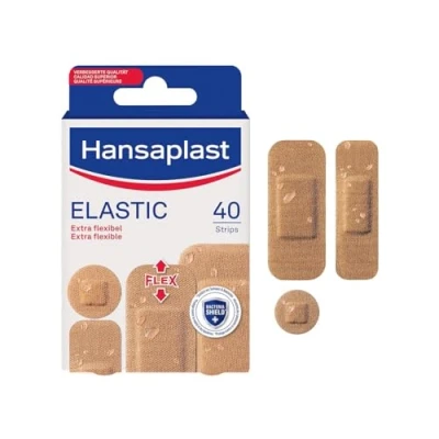 Image de HANSAPLAST 40 pansements Elastic, prédécoupés, respirants et ultra flexibles, stériles de différentes tailles pour toutes les blessures