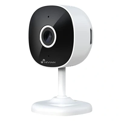 Image de NIVIAN Caméra WiFi 2,4 Ghz Enregistrement en MicroSD (Non Inclus) 2K Détection Humaine Audio bidirectionnel Convient pour l&#039;intérieur Télécommande avec Tuya APP