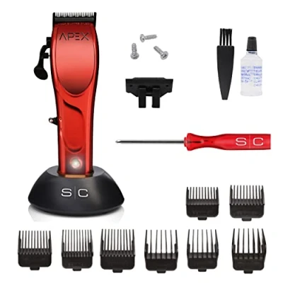 Image de Tondeuse à Cheveux Professionnelle Homme Stylecraft Apex by Gamma Più, Clipper avec Moteur Rotatif, 150 Minutes d&#039;autonomie sans fil, Lame Réglable, 8 Peignes, Support Lame, Corps en Métal