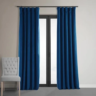 Image de HPD Half Price Drapes Signature VPCH 181208 108 Rideaux occultants en Velours pour Chambre à Coucher 127 x 274 cm (1 Panneau), Bleu Union