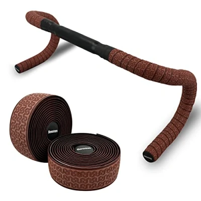 Image de Senston Guidoline Ruban pour Vélo 2 PCS, Antidérapant et Absorbant Les Chocs Guidon de Bicyclette avec Bouchons d&#039;extrémité, Route Cyclisme Urbain,Marron