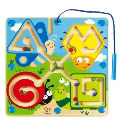 Image de Hape Circuit de Billes Aimantées en Bois Labyrinthe Insectes Jeu Motricité Fine, Logique &amp; Réflexion Apprentissage des Couleurs Reconnaissance Jouet Enfant 2 Ans et Plus