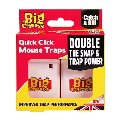 Image de The Big Cheese Lot de 3 pièges à souris Quick Click, exterminateurs réutilisables pour rongeurs, utilisation en intérieur