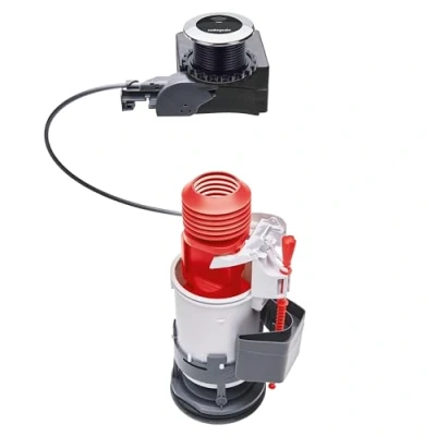Image de Wirquin 10724155 Mécanisme chasse d&#039;eau wc double avec bouton poussoir à câble Tronic, gris