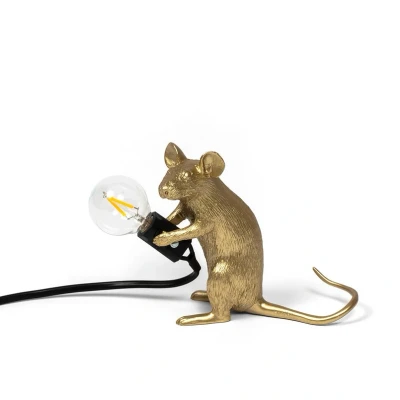 Image de SELETTI Mouse Lamp Lampe LED décorative USB assise or