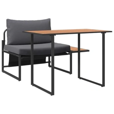Image de Set de salle à manger jardin 2 pièces avec siège simple et coussins anthracite 42004137