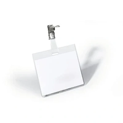Image de Durable 800319 Pochette Porte Badge Universel Fixation Par Clip Métallique pour Insertion Format 60 x 90 mm Plastique Résistant Transparent Boîte de 25