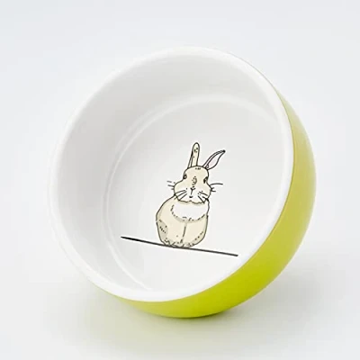 Image de Nobby Gamelle en céramique pour rongeurs Motif Lapin Vert/Blanc Diamètre : 11 cm x 4,5
