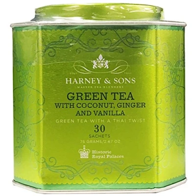 Image de Harney and Sons Green Tea with Coconut , Flavored 30 Sachets per Tin by