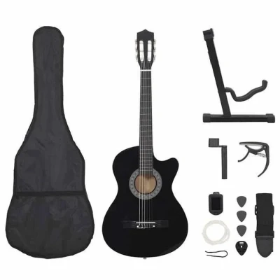 Image de VidaXL Guitare découpée classique occidentale avec 6 cordes Noir 38