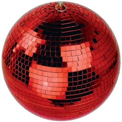 Image de Boule à Facette Rouge 30 Cm FxLab avec Facettes en verre miroir poli coloré (10mm x 10mm)