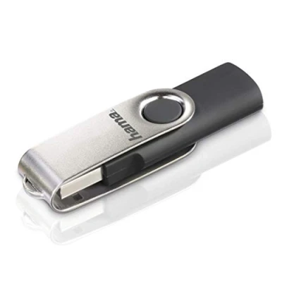 Image de Hama clé USB 2.0 &quot;Rotate&quot; (capacité de 128 GB, taux transfert 10 MB/s, avec accroche porte clefs, flashpen usb) Noir/Argent