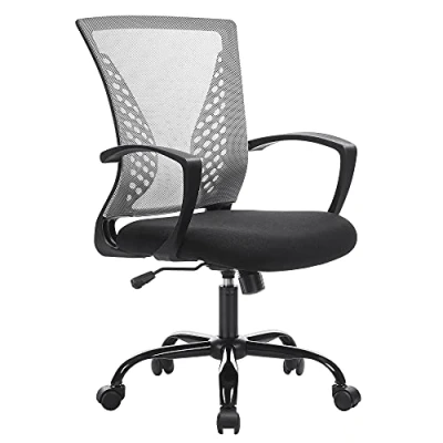 Image de SONGMICS Fauteuil de bureau en toile, Chaise ergonomique, Siège, pivotant, réglable hauteur, mécanisme d’inclinaison, siège et dossier toile respirante, bureau, charge 120 kg, Gris OBN022G01