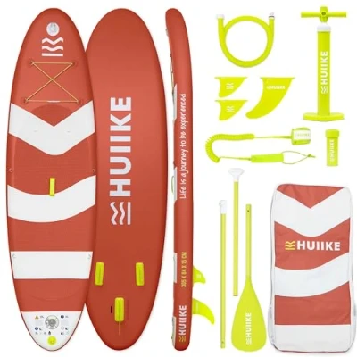 Image de HUIIKE Paddle Gonflable Adulte avec Accessoires Inclus, Pagaie, Ailerons, Pompe. Planche de Stand Up Grande Stabilité et Résistance. 305 x 84 15 cm, Jusqu&#039;à 130 kg