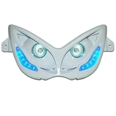 Image de DOUBLE OPTIQUE REPLAY RR8 POUR MBK 50 NITRO 1997&gt;2012 YAMAHA AEROX BLANC AVEC LEDS BLEU
