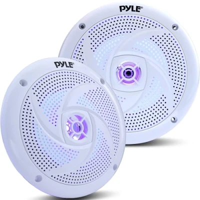 Image de Pyle Haut parleurs marins 16,5 cm 2 voies Étanche et résistant aux intempéries Système audio stéréo extérieur avec une puissance de 240 W 1 paire PLMRS6B (noir) (l&#039;emballage peut varier)