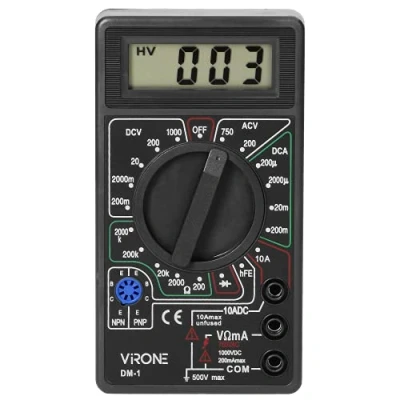 Image de Virone DM 1 Multimetre Numerique avec Ecran LCD Indicateur de Batterie Faible