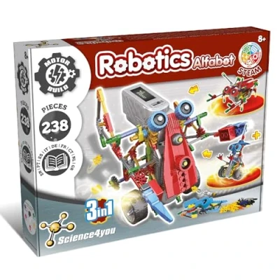 Image de Science4you Robotique Alfabot, Kit Robot à Construire de 238 pièces Enfants +8 Ans Monter 3 Robots Interactif pour Enfant, Jeux Construction; Activites Manuelles, Jeu STEM