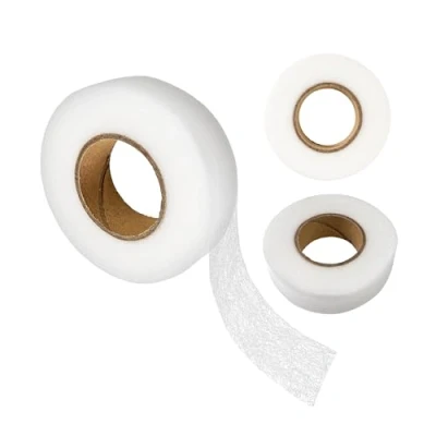 Image de ruban thermocollant 25 mètres de large 20 mm en blanc, à repasser polyamide, ourlet non tissé pour réparer et le tissu, rideau, pantalon, jean