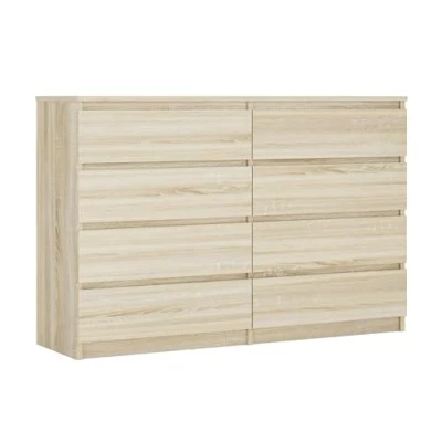 Image de 3E 3xE living.com Commode 8 tiroirs 138 cm, Couleur : Chêne Sonoma, L P 39 H 102