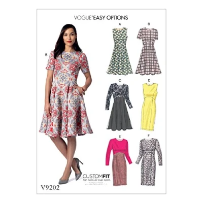 Image de VOGUE PATTERNS 9202 E5 Robes pour Femme, Soie, Multicolore, Tailles 1422