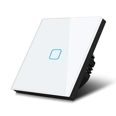 Image de Maclean MCE701W Interrupteur d&#039;éclairage tactile LED en verre blanc avec bouton carré de haute qualité rétroéclairage (MCE701W)