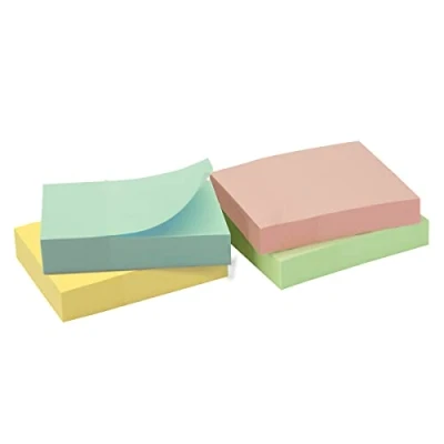 Image de WAYTEX 400 Notes autocollantes repositionnables couleurs pastel 4 blocs de 100 feuilles 3,75 x 5 cm sens vertical