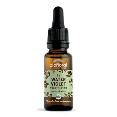 Image de Pranarôm BIOFLORAL 34 Water Violet, Violette d&#039;eau BIO DEMETER Communication Fleur de Bach Authentique Compte gouttes 20 ML