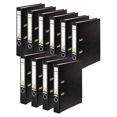 Image de Falken Lot de 10 classeurs en plastique PP Couleur polypropylène Fabriqué Allemagne Largeur 5 cm Format A4 Noir Vegan Classeur à levier bureau fente