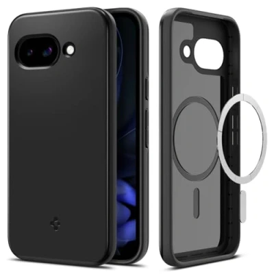 Image de Spigen Thin Fit MagFit Coque Compatible avec Google Pixel 9a [0,07 Pouces Silhouette] Noir