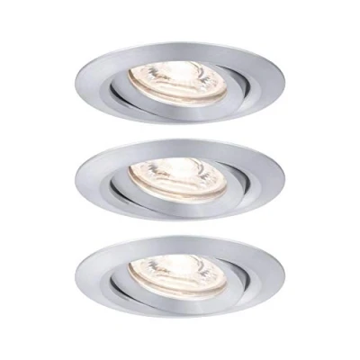 Image de Paulmann 94297 LED Nova mini Coin rond orientable incl. 3x4 watts Spot plafond tourné Lampe encastrée aluminium Blanc chaud 2700 K, 12 W, 3er (Alu gedreht)