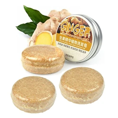 Image de Barre de shampooing pour la repousse des cheveux au gingembre, Savon solide (3pcs)