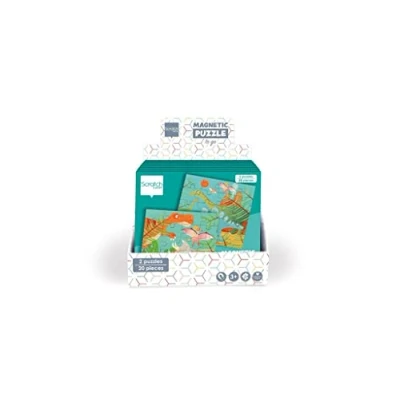 Image de Scratch Puzzle Magnétique pour Enfants à partir de 3 Ans Dinosaure Livre Dépliable la Maison et Les Déplacements 20 Pièces Vert