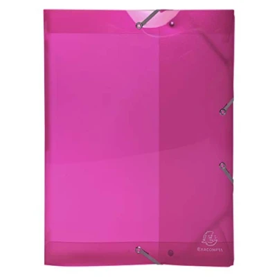 Image de Exacompta Réf. 59774E 1 boite de classement avec élastiques Iderama en polypropylène semi translucide dos 4 cm dimensions 25 x 33 pour format A4 couleur rose livrée montée